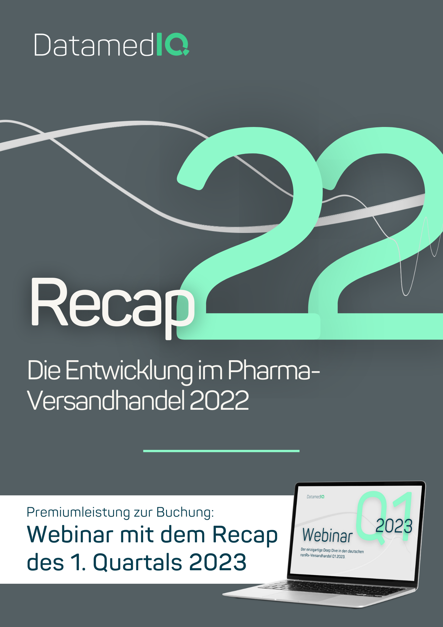 Recap-2022-Cover Cover der DatamedIQ Apotheken-Versandhandels-Analyse zur Entwicklung des OTC-Gesamtmarkts, der Teilmärkte & Warenkörbe im Jahr 2021.